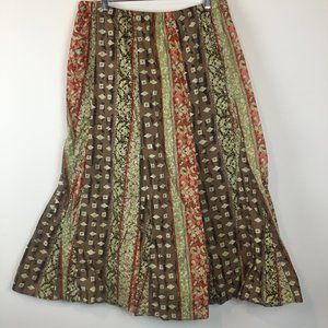 JM Collections Pull On Godet Lined Cotton Skirt Size 14